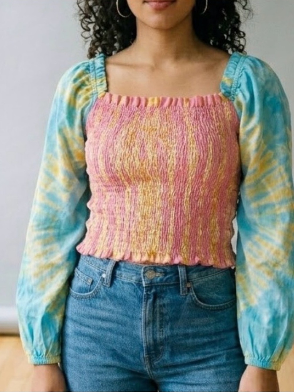 Kavita Bhartia Smocked Tie-Dye Blouse